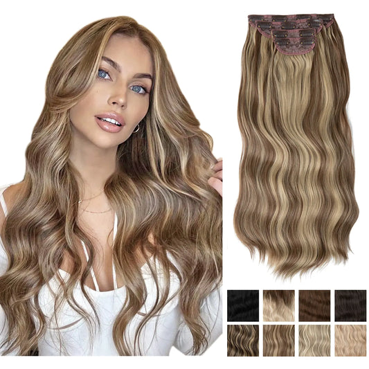 Synthetic Long Wavy Clip Hair Extensions