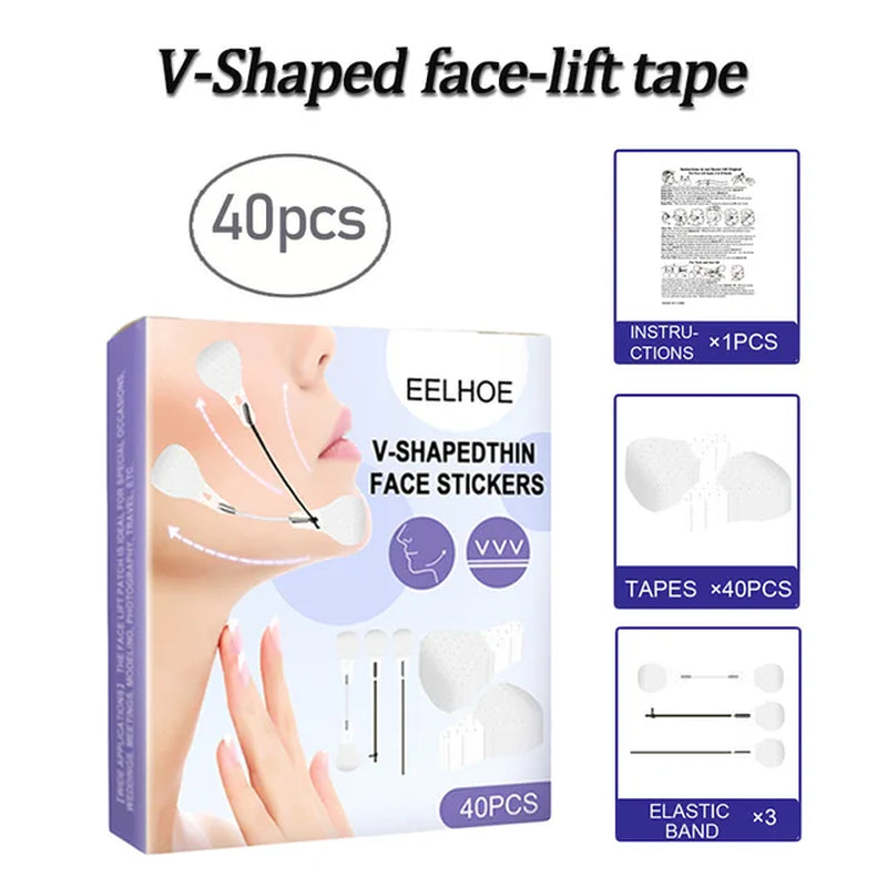 "Instant Face Lift: 40/80Pcs/Set Invisible Tapes for Fox Eyes Shape, V Face, and Facial Slimming - Achieve Youthful and Sculpted Look with Easy-To-Use Stickers - Ultimate Face Care and Skin Care Tools"